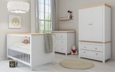 cot bed and wardrobe